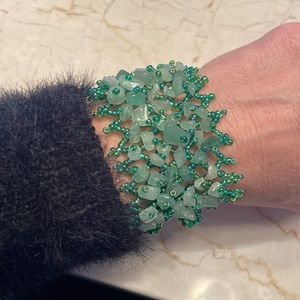 Vintage Seed Beads Semi Precious Stone Bracelet